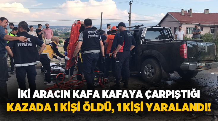 Uşak’ta karşı şeride geçerek iki aracın kafa kafaya çarpışması sonucu