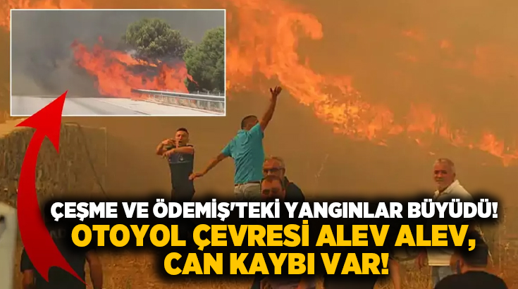 İzmir’in Çeşme ilçesinde Ildır Mahallesi’ndeki otluk alanda dün öğleden başlayan yangın, rüzgarın