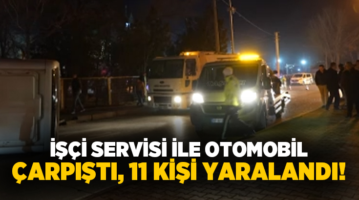 Niğde’de işçi servisi ile otomobilin çarpışması sonucu meydana gelen trafik