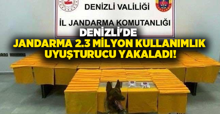 Denizli’de jandarma narkotik timlerinin düzenlediği başarılı operasyonda 2 milyon 297