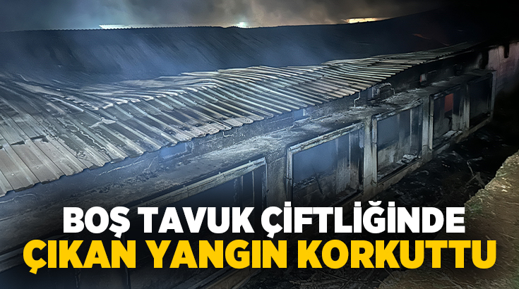 Uşak’ta boş halde bulunan tavuk çiftliğinde çıkan yangın, ekiplerin müdahalesiyle