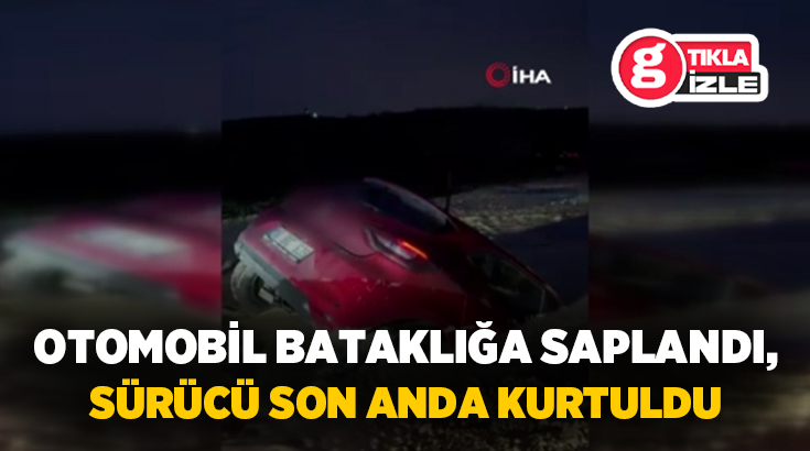 Bursa’nın Nilüfer ilçesinde yol çalışması nedeniyle oluşan çamura giren otomobil
