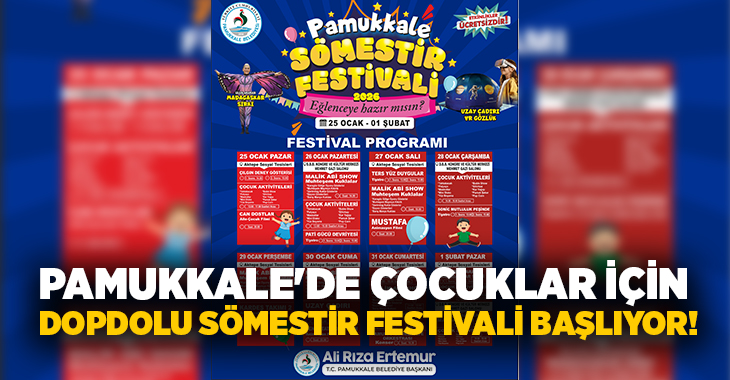 T.C Pamukkale Belediyesi, 2026 yılı yarıyıl tatilinde çocuklar ve aileler