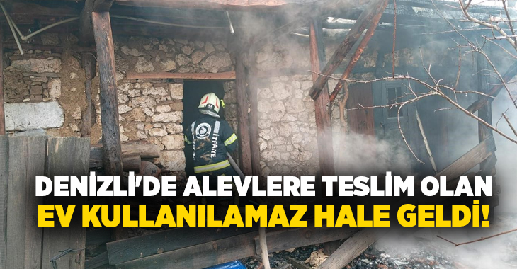 Denizli’nin Kale ilçesinde çıkan ev yangını, itfaiye ekiplerinin yoğun müdahalesiyle