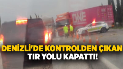 Denizli’nin Buldan ilçesinde bakım nedeniyle tek şeride düşen yolda kontrolden