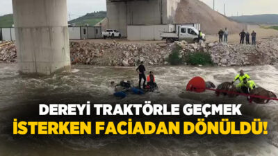 Bursa’da dereyi traktörle geçmek isteyen 10 işçi, aracın devrilmesiyle mahsur