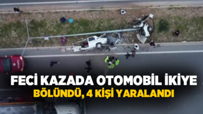 Mersin’in Erdemli ilçesinde aracın çarptığı otomobil refüjdeki aydınlatma direğine vurarak