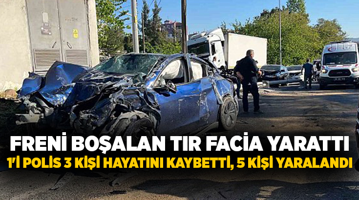 İzmir'in Bornova ilçesinde freni arızalanan tırın karşı şeride geçerek aralarında