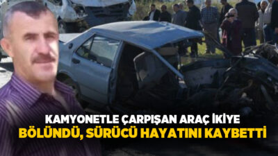 Kastamonu’nun Taşköprü ilçesinde kamyonet ile çarpışan Tofaş otomobil ikiye bölündü.