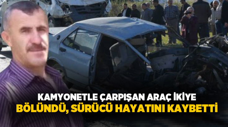 Kastamonu’nun Taşköprü ilçesinde kamyonet ile çarpışan Tofaş otomobil ikiye bölündü.