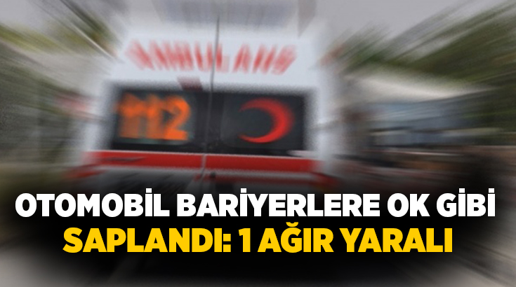 Kayseri’nin Kocasinan ilçesinde sürücüsünün hakimiyetini kaybettiği otomobil bariyerlere ok gibi