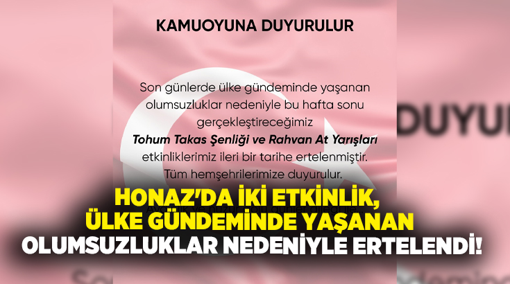 Denizli’nin Honaz ilçesinde bu hafta sonu düzenlenmesi planlanan Tohum Takas