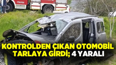 Denizli’de sürücüsünün hakimiyetini kaybettiği otomobil yol kenarından bulunan tarlaya girdi.