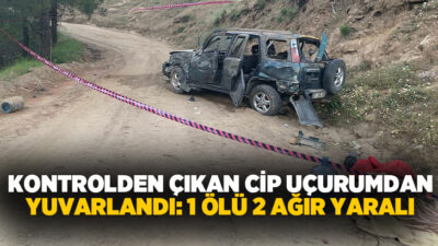  Aydın'ın Karacasu ilçesinde kontrolden çıkarak takla atan cip, uçurumdan yuvarlanırken,