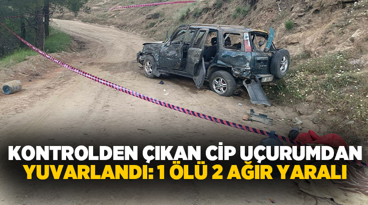  Aydın'ın Karacasu ilçesinde kontrolden çıkarak takla atan cip, uçurumdan yuvarlanırken,