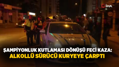 Şampiyonluk konvoyundan ayrılan alkollü otomobil sürücüsü ile motosiklet çarpıştı.