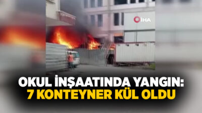 Güngören’de, bir okul inşaatında çıkan yangında 7 konteyner kül oldu.