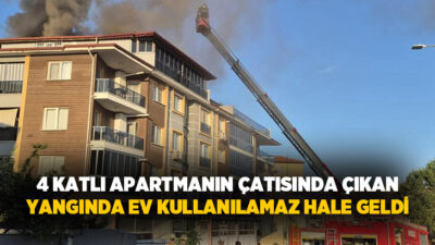 Denizli’nin Pamukkale ilçesinde 4 katlı bir apartmanın çatı katında çıkan