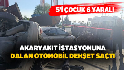 Zonguldak’ın Karadeniz Ereğli ilçesinde kontrolden çıkarak akaryakıt istasyonuna dalan otomobil,