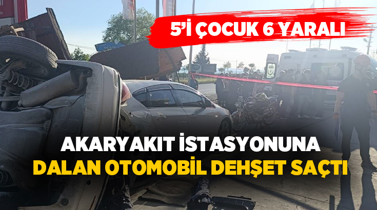 Zonguldak’ın Karadeniz Ereğli ilçesinde kontrolden çıkarak akaryakıt istasyonuna dalan otomobil,