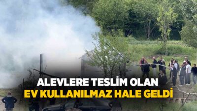 Kastamonu’nun Hanönü ilçesinde soba parlaması neticesinde alevlere teslim olan ev