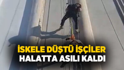 Mersin’in Mezitli ilçesinde otel inşaatının dış cephe çalışması sırasında iskelenin