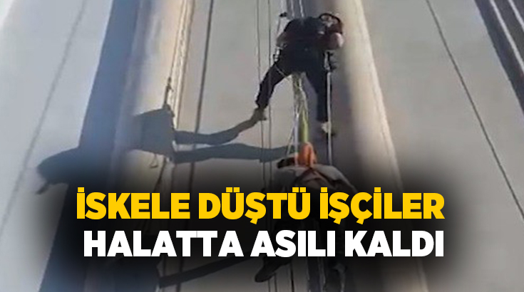 Mersin’in Mezitli ilçesinde otel inşaatının dış cephe çalışması sırasında iskelenin