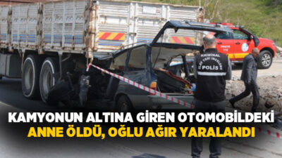 Kayseri’nin Hacılar ilçesinde meydana gelen kazada kamyonun altına giren otomobildeki