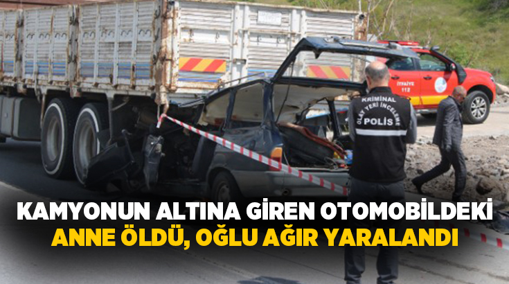 Kayseri’nin Hacılar ilçesinde meydana gelen kazada kamyonun altına giren otomobildeki