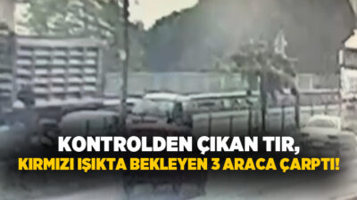Zonguldak’ın Alaplı ilçesinde kontrolden çıkan tır, kırmızı ışıkta bekleyen 3