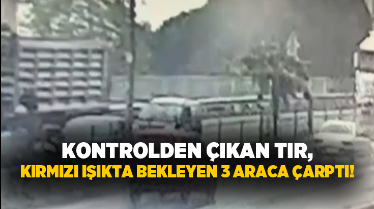 Zonguldak’ın Alaplı ilçesinde kontrolden çıkan tır, kırmızı ışıkta bekleyen 3