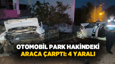 Adıyaman’ın Kahta ilçesinde kontrolden çıkan otomobilin park halindeki araca çarpması