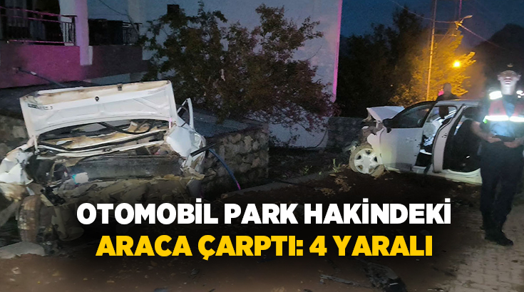 Adıyaman’ın Kahta ilçesinde kontrolden çıkan otomobilin park halindeki araca çarpması