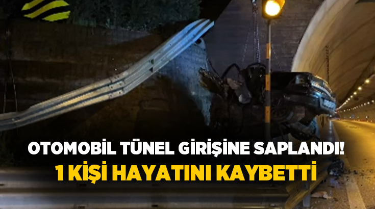 Kuzey Marmara Otoyolu’nun Kocaeli geçişinde kontrolden çıkan otomobilin tünel girişindeki