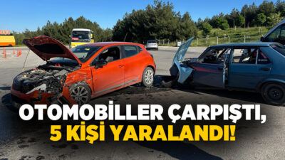 Uşak'ta iki otomobilin çarpışması sonucu meydana gelen kazada 5 kişi
