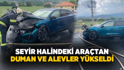 Denizli’nin Pamukkale ilçesinde seyir halindeyken alev alan otomobil, itfaiye ekiplerinin