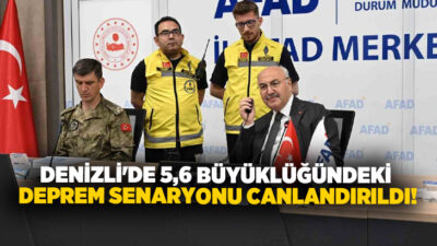 Denizli’de gerçekleştirilen ve 5.6 büyüklüğündeki deprem senaryosunun canlandırıldığı deprem tatbikatında