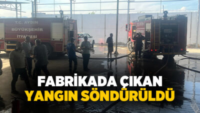 Aydın’ın Nazilli ilçesinde bir fabrikada çıkan yangın itfaiye ekiplerinin müdahalesi