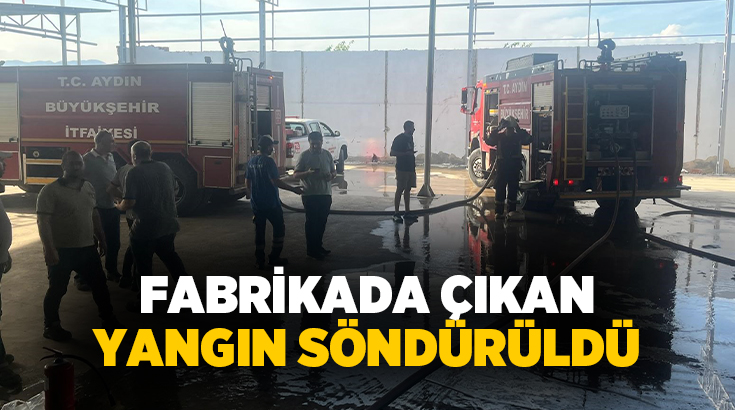 Aydın’ın Nazilli ilçesinde bir fabrikada çıkan yangın itfaiye ekiplerinin müdahalesi