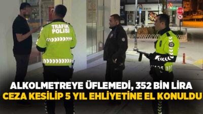 Aksaray’da polisin uygulamasında alkolmetreye üflemeyen sürücü polis ekiplerini dakikalarca uğraştırdı.