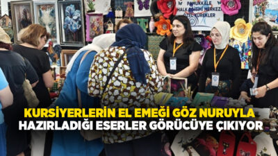 Denizli’de Pamukkale Halk Eğitimi Merkezi, kursiyerlerin yıl boyunca el emeği