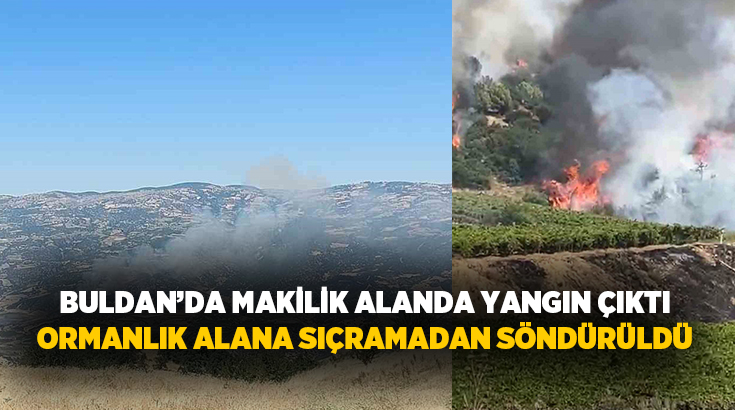 Denizli’nin Buldan ilçesinde makilik alanda çıkan yangın, ekiplerin ve vatandaşların