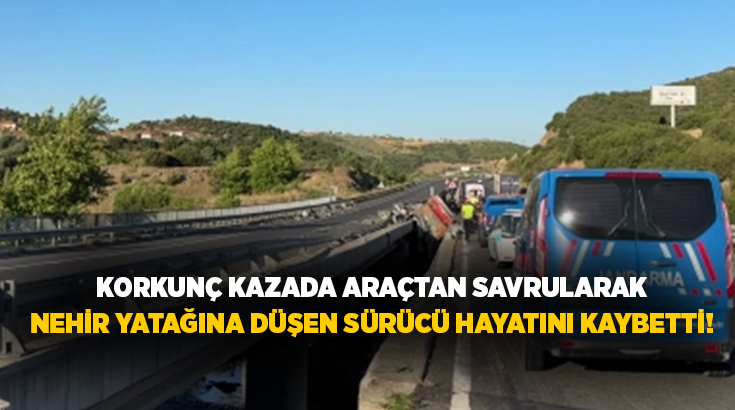 Uşak’ta sürücüsünün direksiyon hakimiyetini kaybettiği tırın bariyerlere çarptıktan sonra iki