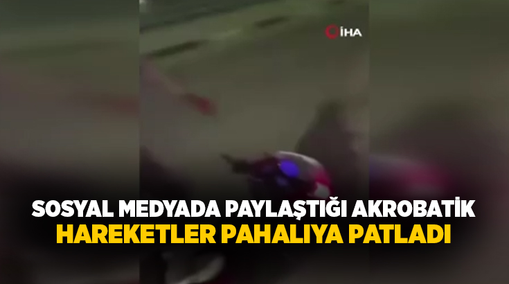 Manisa’nın Turgutlu ilçesinde motosikletle akrobatik hareketler yaparak trafik güvenliğini tehlikeye