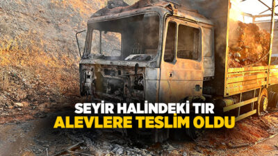 Manisa’nın Kula ilçesinde seyir halindeyken alev alan tır kullanılamaz hale