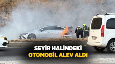 Aydın'ın Söke ilçesinde seyir halinde bir otomobilde çıkan yangında araçta