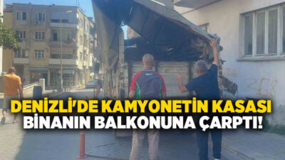 Denizli’nin Merkezefendi ilçesinde dubalarla bölünmüş yolda ilerleyen kamyonetin kasası, yol