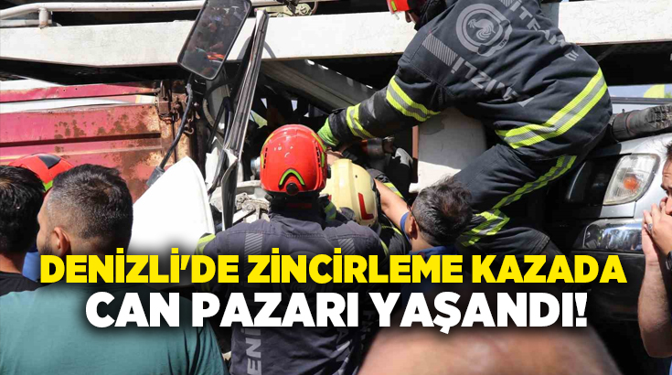 Denizli’de trafik ışıklarında bekleyen bir tır ile bir kamyonete bir