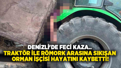 Denizli’nin Buldan ilçesinde yangın bölgesinde kesim yapan orman işçisi, traktör