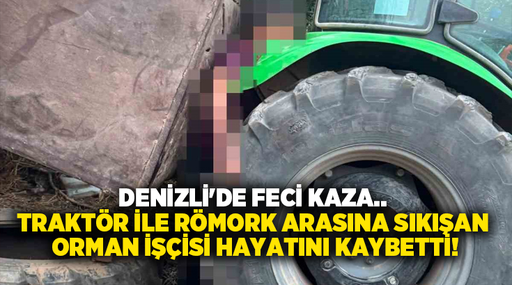 Denizli’nin Buldan ilçesinde yangın bölgesinde kesim yapan orman işçisi, traktör
